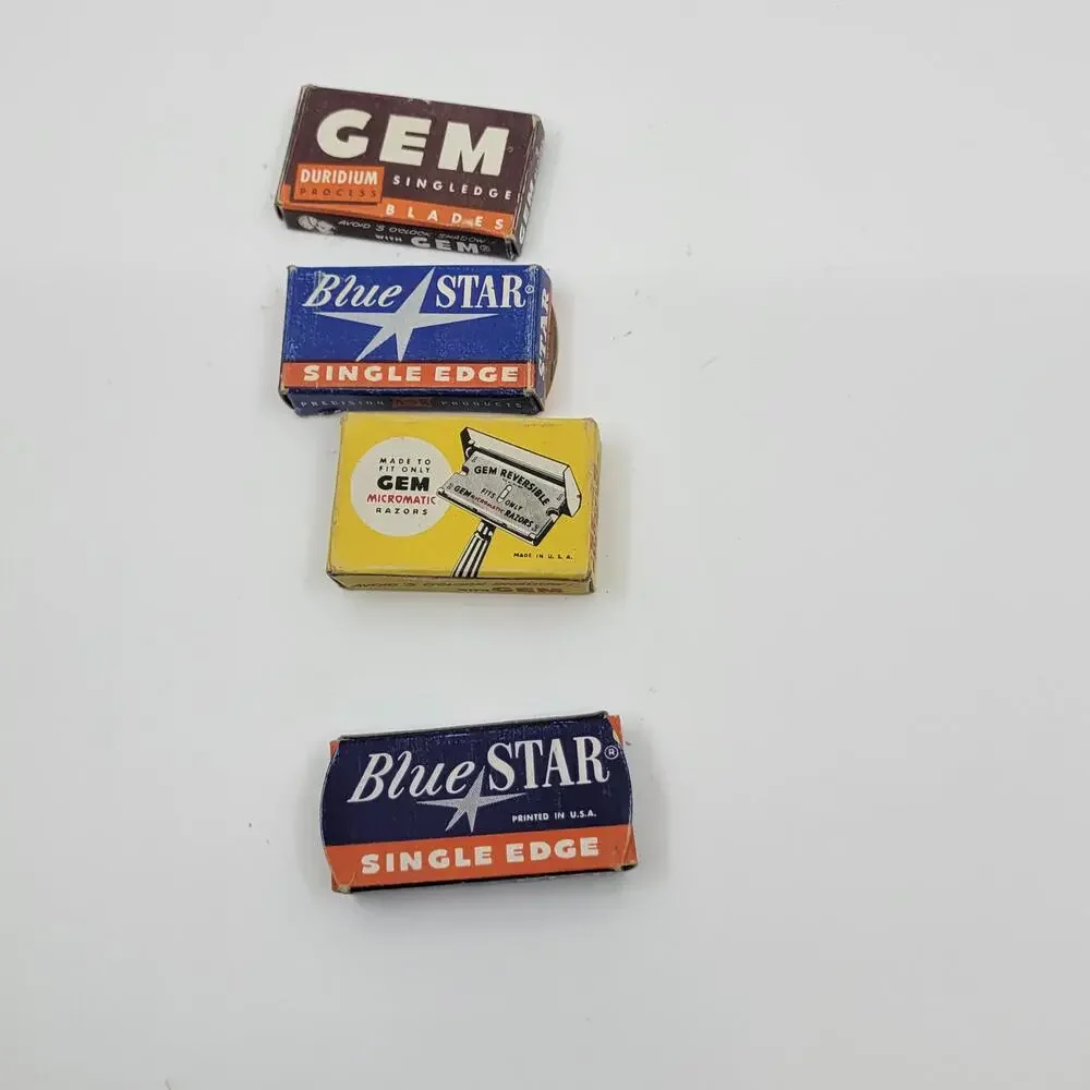 Vintage GEM Junior Single Edge Razor with original brass case and accessories